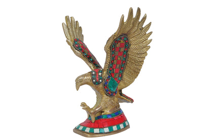 Brass Gem Stone Work Eagle Garud Home and Decor Weight 2.38 Kg Height 28 cm