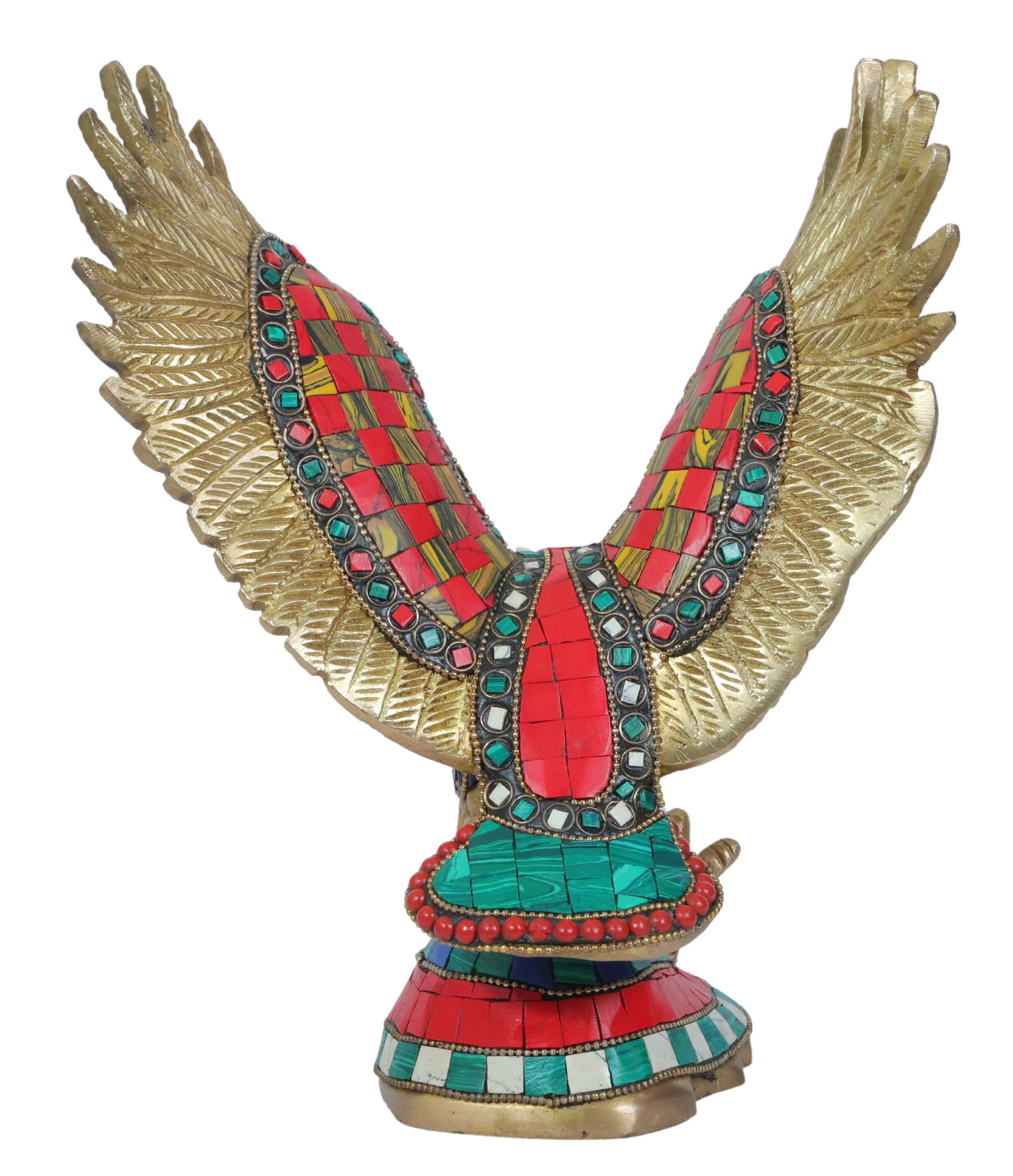 Brass Gem Stone Work Eagle Garud Home and Decor Weight 2.38 Kg Height 28 cm