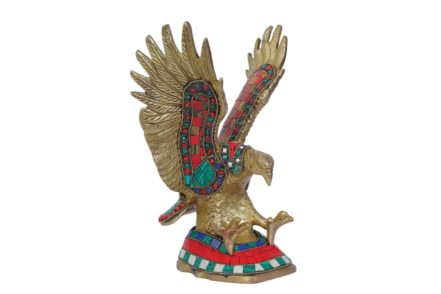 Brass Gem Stone Work Eagle Garud Home and Decor Weight 2.38 Kg Height 28 cm