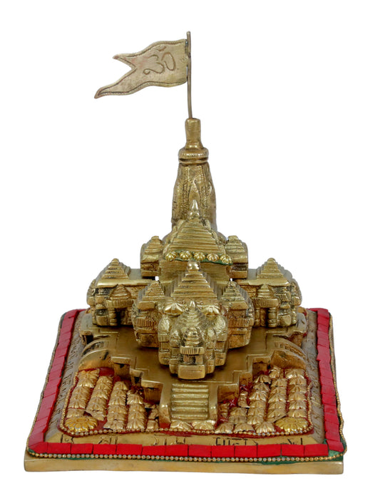 Brassaura™ Brass Gem Stone Work Ram Temple Idol – Height 8 Inches & Weight 2.75 Kgs | Artistic Brass Creation for Spiritual Interiors