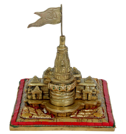 Brass Gem Stone Work Ram Mandir Home and Decor Weight 2.75 Kg Height 19 cm