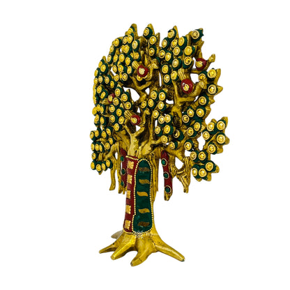 Brass Gem Stone (Lakh Work) Tree of Life for Home and Decor Weight 1.4 Kg Height 22 cm