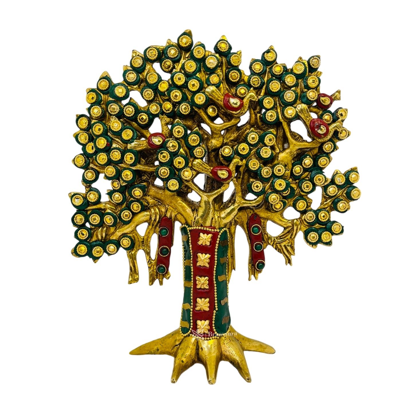 Brass Gem Stone (Lakh Work) Tree of Life for Home and Decor Weight 1.4 Kg Height 22 cm