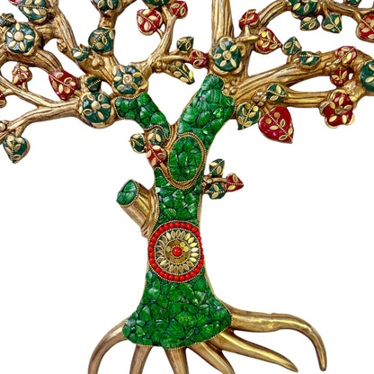 Brass Gem Stone Work Tree of Money for Home and Decor Show Piece for Living Room Weight 9 Kg Height 66 cm