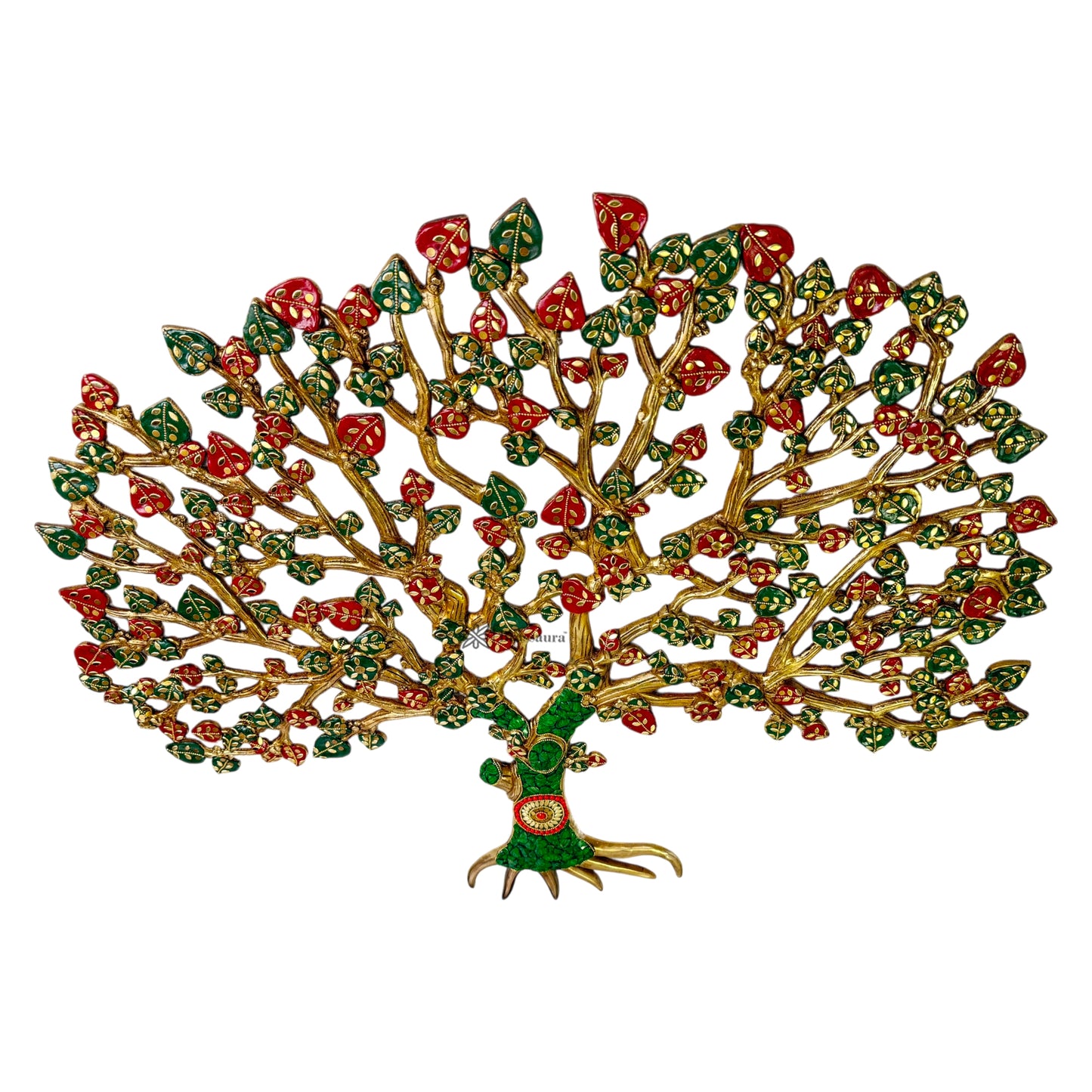 Brass Gem Stone Work Tree of Money for Home and Decor Show Piece for Living Room Weight 9 Kg Height 66 cm