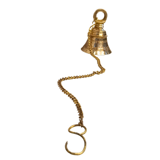 Brassaura® Elegant Brass Bell Wall Hanging – Puja Room Accent Height 19 Inches  |  Weight: 0.34 Kgs