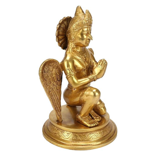 Brassaura™ Brass Garuda Idol – Height 9.2 Inches & Weight 2.6 Kgs | Temple Room & Worship Accent