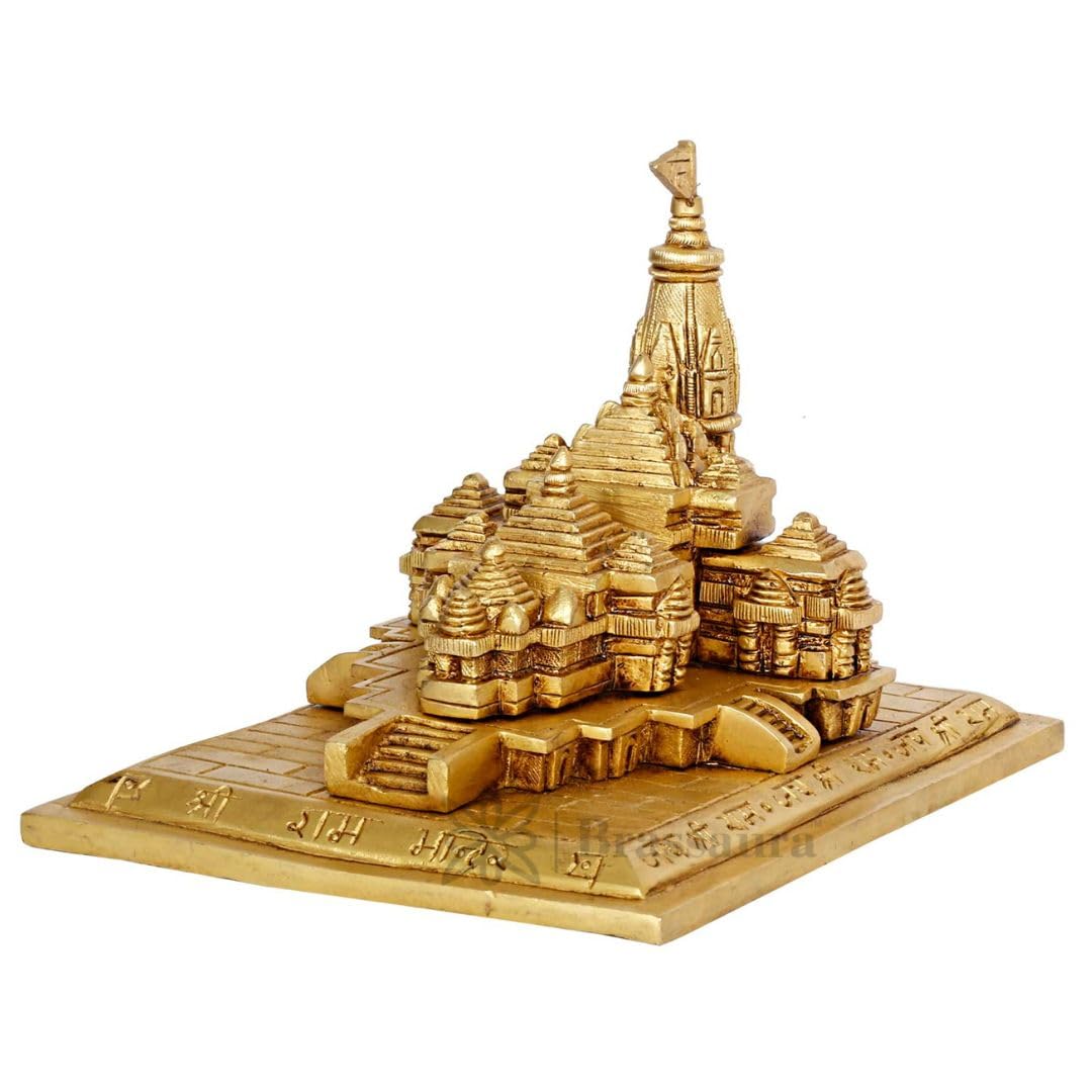 Brass Ram Mandir for Home and Decor Show Piece for Living Room Weight 2.65 Kg Height 17 cm