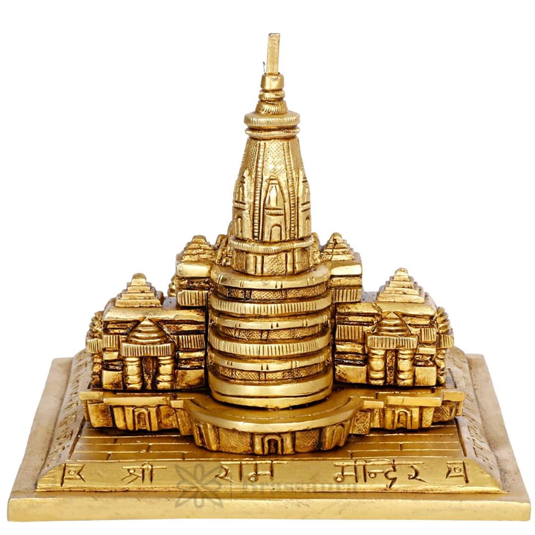 Brass Ram Mandir for Home and Decor Show Piece for Living Room Weight 2.65 Kg Height 17 cm