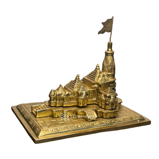 Brassaura™ Brass Ram Mandir Temple – Height 6.4 Inches & Weight 2.65 Kgs | Temple & Pooja Décor
