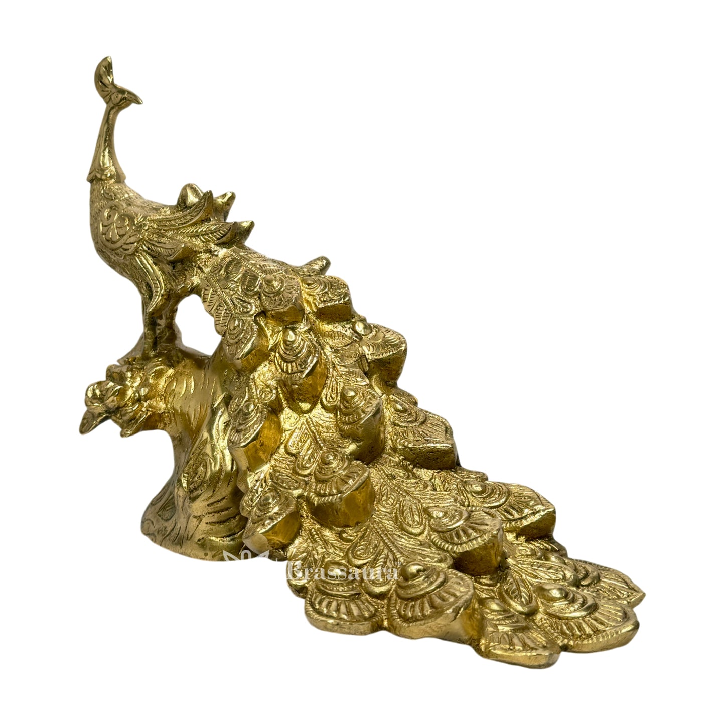 Brass Golden Peacock Statue Home and Decor Weight 3.8 Kg Height 28 cm