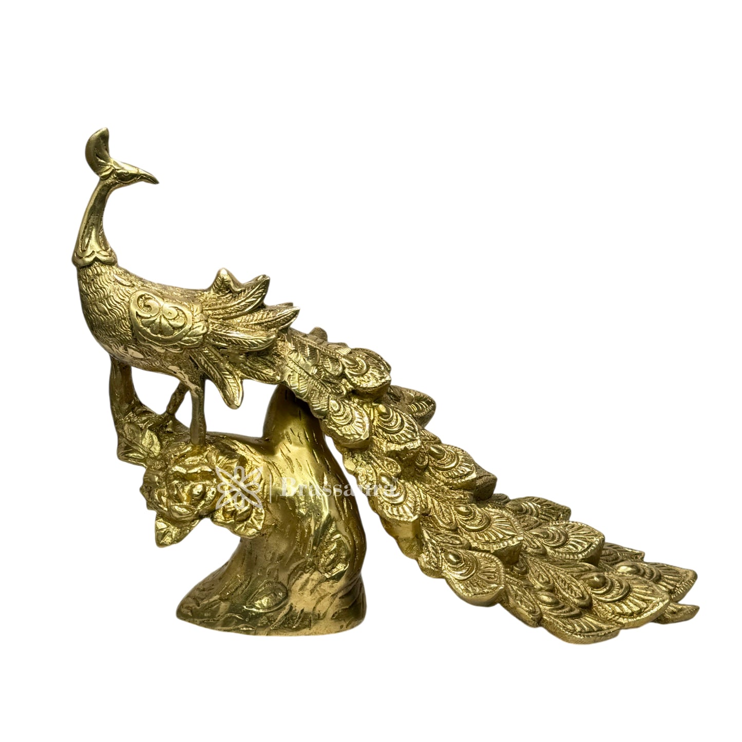 Brass Golden Peacock Statue Home and Decor Weight 3.8 Kg Height 28 cm