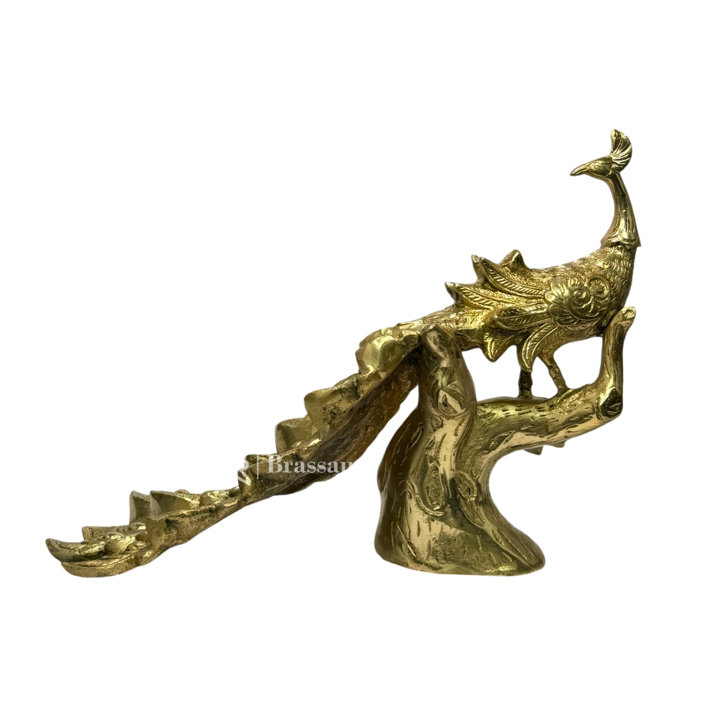 Brass Golden Peacock Statue Home and Decor Weight 3.8 Kg Height 28 cm