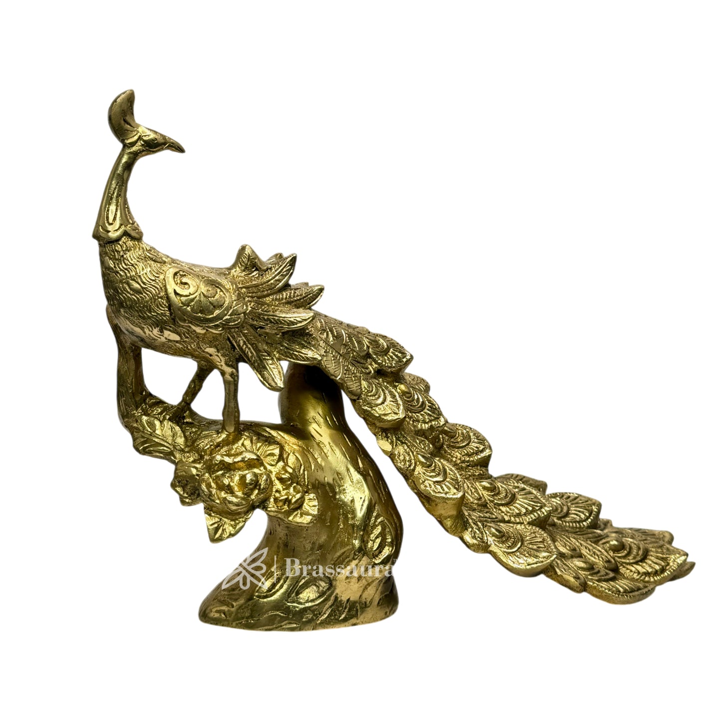 Brass Golden Peacock Statue Home and Decor Weight 3.8 Kg Height 28 cm