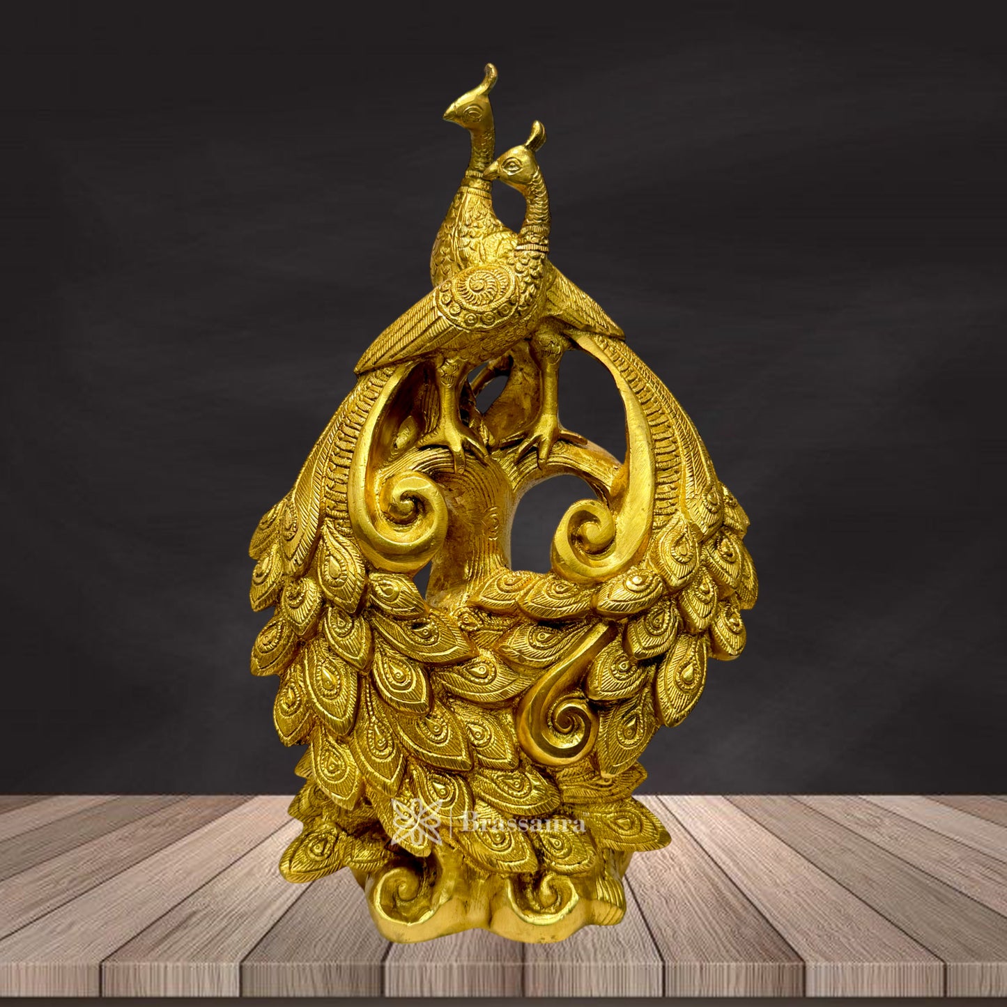 Brass Golden Peacock Statue Home and Decor Show Piece Weight 3.8 Kg Height 36 cm