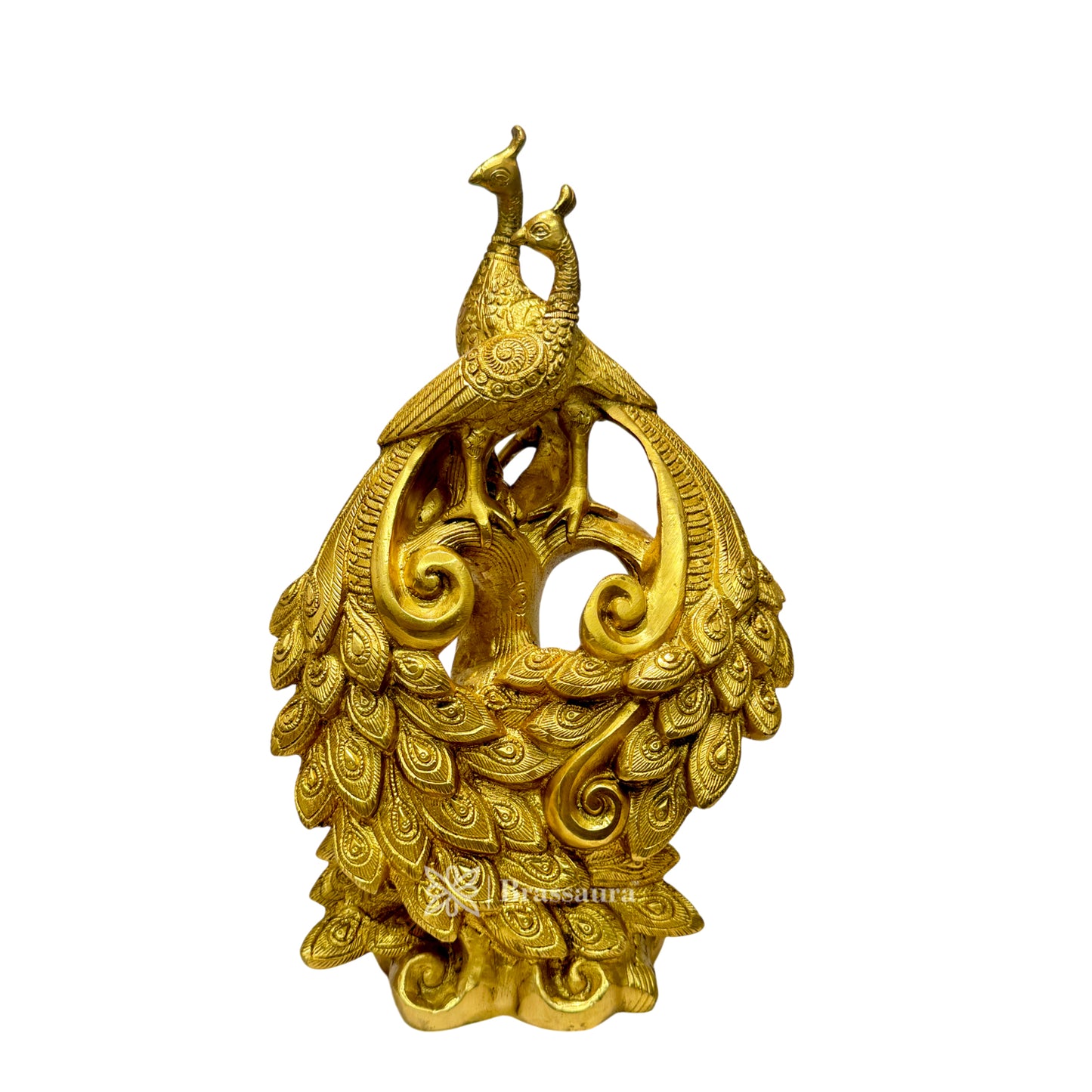 Brass Golden Peacock Statue Home and Decor Show Piece Weight 3.8 Kg Height 36 cm