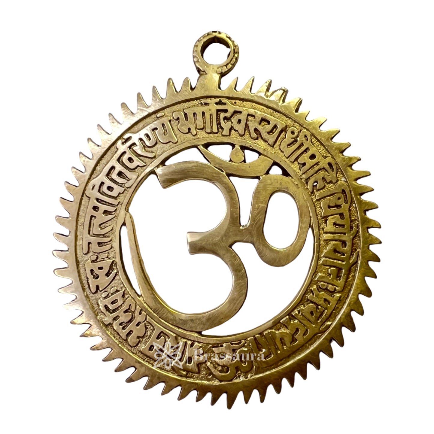 Brass Om Wall Hanging for Home and Door Entrance Weight 300 Gram Height 15 cm