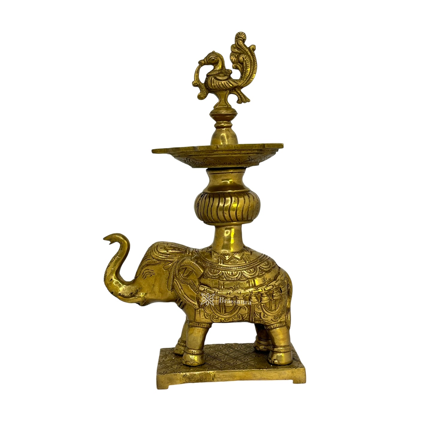 Brass Elephant Diya with Stand for Home and Decor Weight 2.9 Kg Height 29 cm