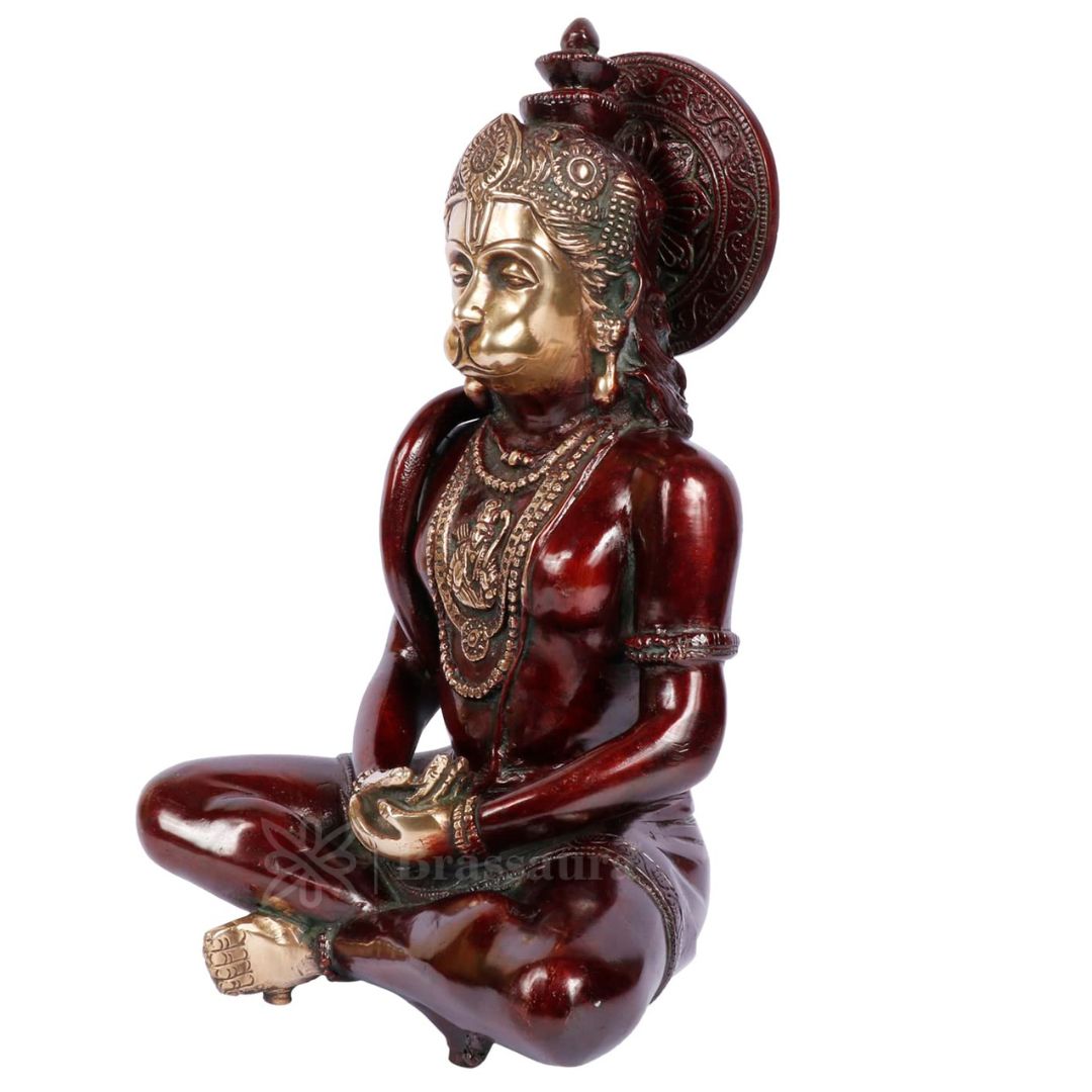 Brass Sankat Mochan Hanuman Statue For Home Decor Weight 4.8 Kg And Height 30 Cm