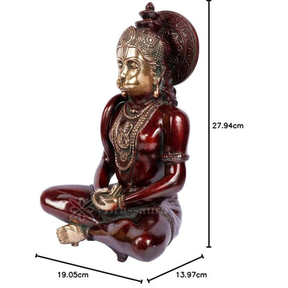 Brass Sankat Mochan Hanuman Statue For Home Decor Weight 4.8 Kg And Height 30 Cm
