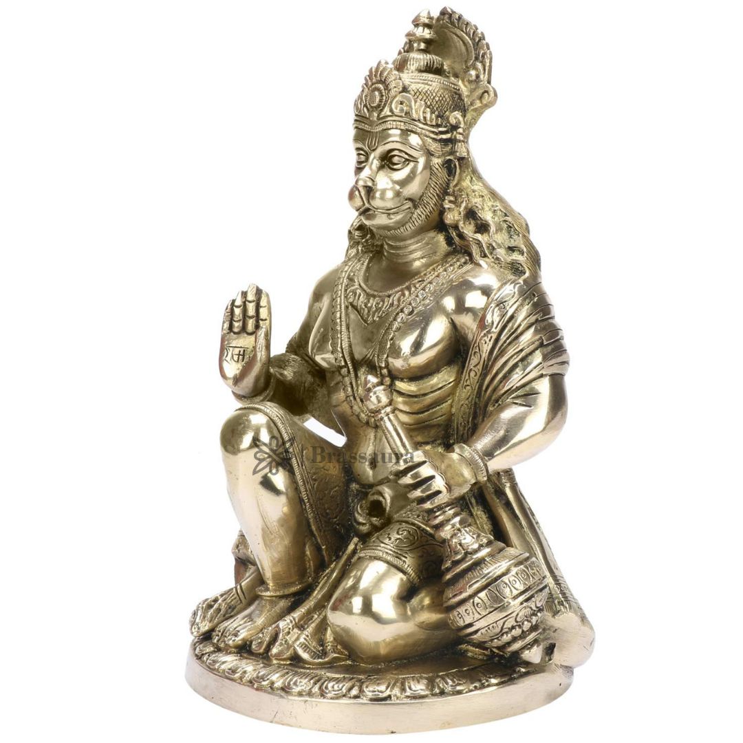 Brassaura™ Brass Hanuman Statue with Fine Craft – Height 9.2 Inches & Weight 3.3 Kgs