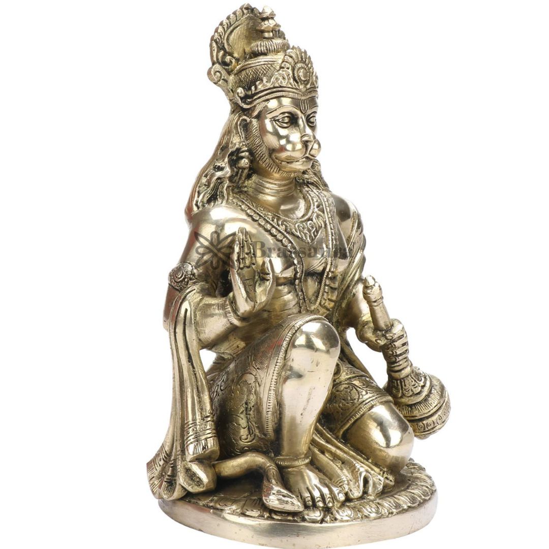 Brassaura™ Brass Hanuman Statue with Fine Craft – Height 9.2 Inches & Weight 3.3 Kgs