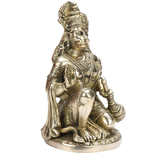 ब्रासौर™ फाइन क्राफ्ट के साथ पीतल की हनुमान प्रतिमा - ऊंचाई 9.2 इंच और वजन 3.3 किलोग्राम