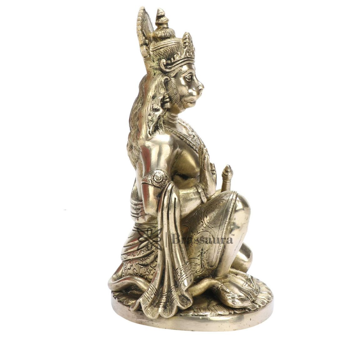 Brassaura™ Brass Hanuman Statue with Fine Craft – Height 9.2 Inches & Weight 3.3 Kgs