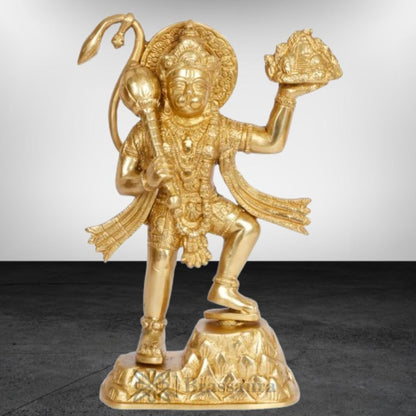 Brassaura™ Premium Brass Hanuman Idol – Height 10.8 Inches & Weight 1.8 Kgs | Sacred Accent