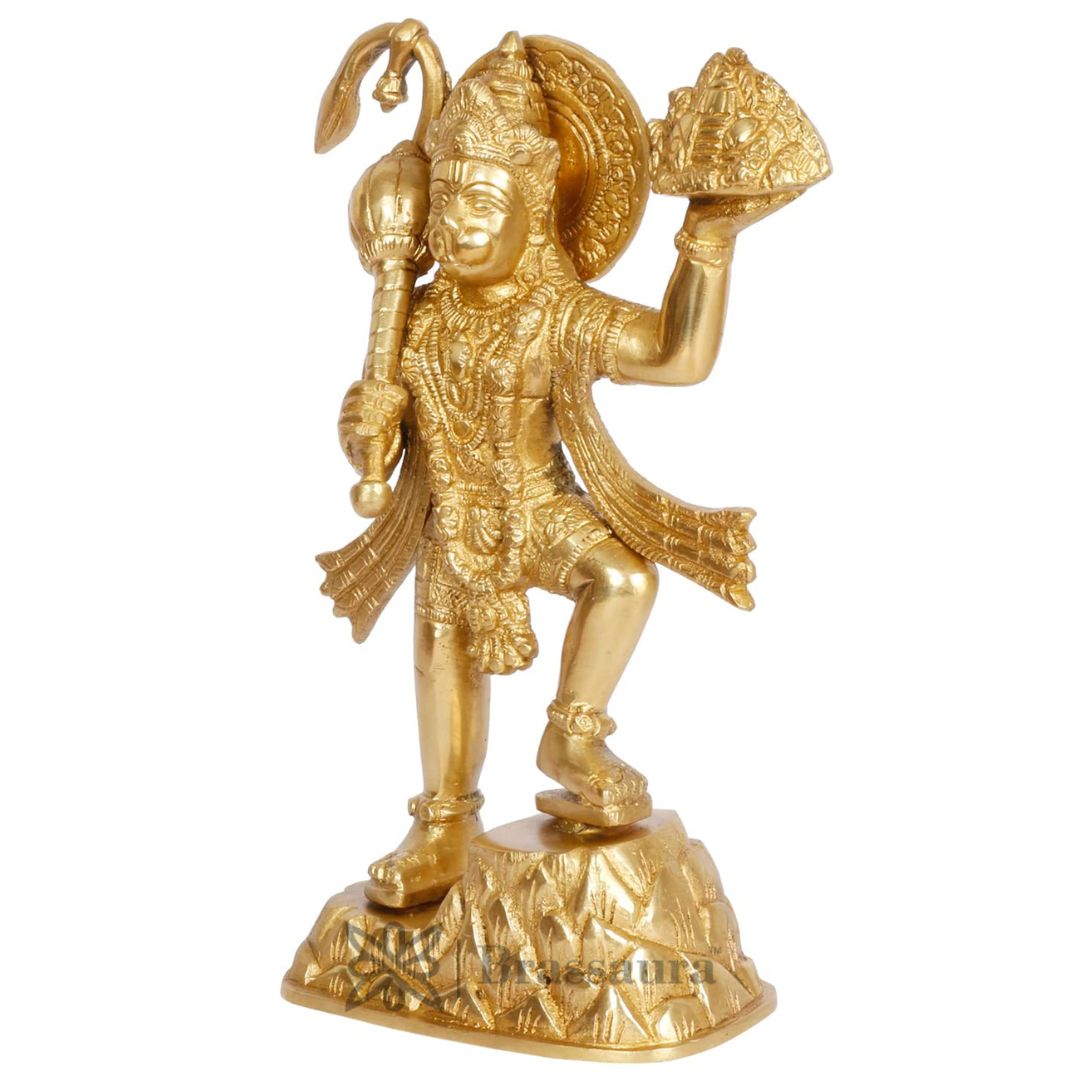 Brassaura™ Premium Brass Hanuman Idol – Height 10.8 Inches & Weight 1.8 Kgs | Sacred Accent
