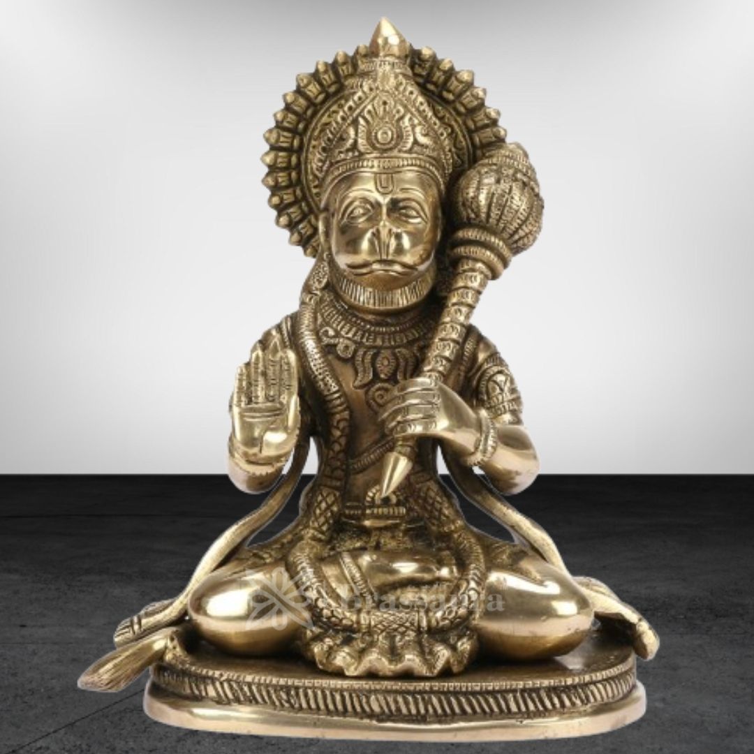 Brassaura™ Divine Brass Hanuman Statue – Height 9.2 Inches & Weight 1.8 Kgs | Classic Décor