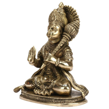 Brassaura™ Divine Brass Hanuman Statue – Height 9.2 Inches & Weight 1.8 Kgs | Classic Décor