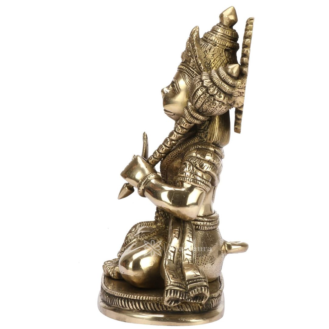 Brassaura™ Divine Brass Hanuman Statue – Height 9.2 Inches & Weight 1.8 Kgs | Classic Décor