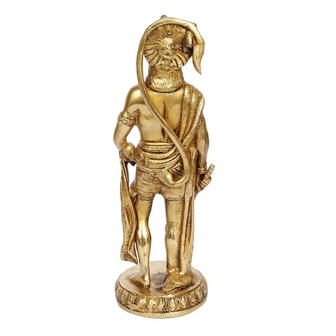 Brassaura™ Brass Hanuman Murti with Intricate Design – Height 13.2 Inches & Weight 2.2 Kgs