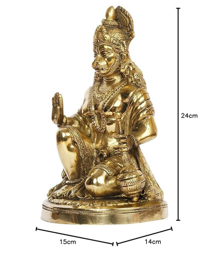 Brassaura™ Handcrafted Brass Hanuman Murti – Height 10.8 Inches & Weight 3.5 Kgs | Festive Use
