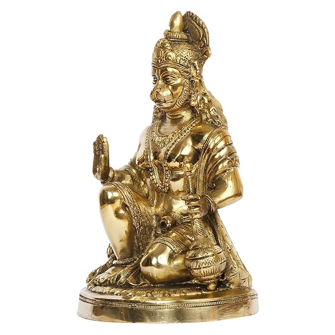 Brassaura™ Handcrafted Brass Hanuman Murti – Height 10.8 Inches & Weight 3.5 Kgs | Festive Use