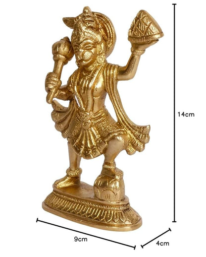 Brassaura™ Brass Hanuman Idol – Height 6.8 Inches & Weight 0.62 Kgs | Divine Gifting