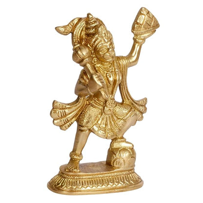 Brassaura™ Brass Hanuman Idol – Height 6.8 Inches & Weight 0.62 Kgs | Divine Gifting