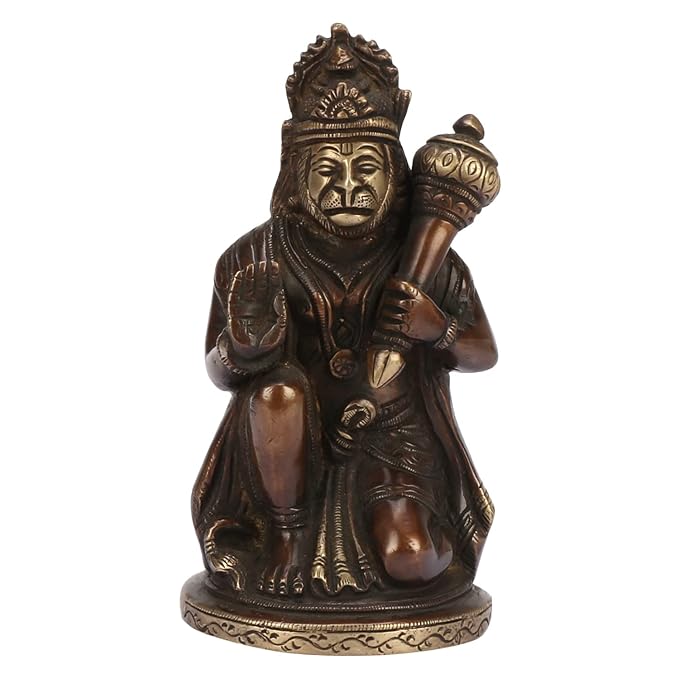 Brassaura™ Sacred Brass Hanuman Murti – Height 6.8 Inches & Weight 1 Kgs | Handcrafted Idol