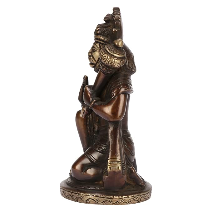 Brassaura™ Sacred Brass Hanuman Murti – Height 6.8 Inches & Weight 1 Kgs | Handcrafted Idol