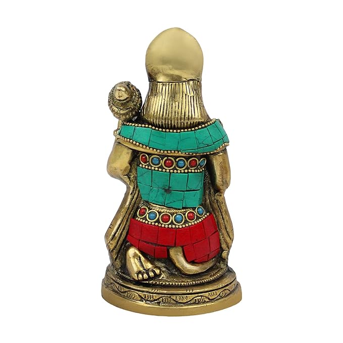 Brassaura™ Gemstone Crafted Brass Hanuman Murti – Height 6.8 Inches & Weight 1 Kgs | Temple Collection