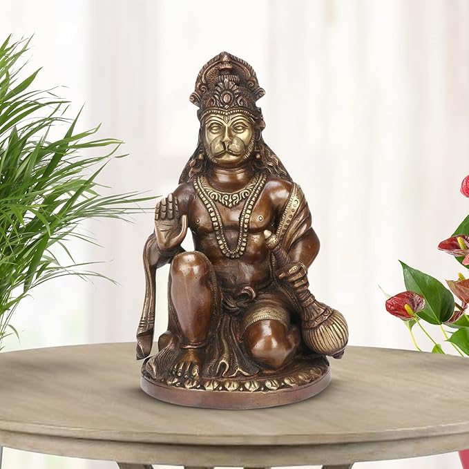 Brassaura™ Handcrafted Brass Hanuman Figurine – Height 4 Inches & Weight 3.3 Kgs