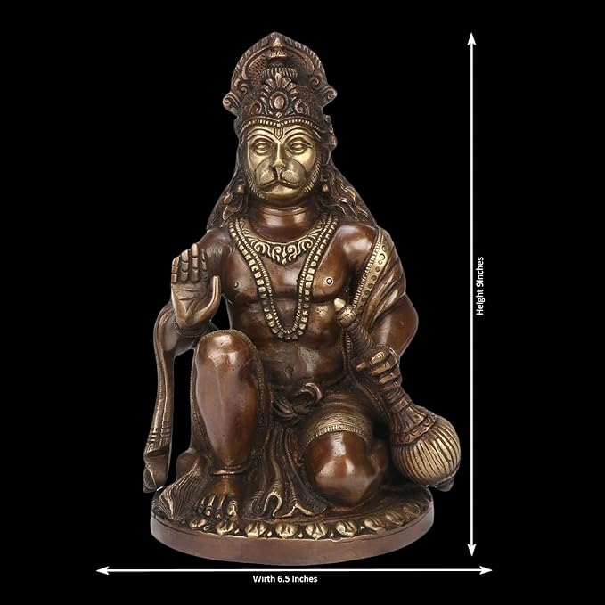 Brassaura™ Handcrafted Brass Hanuman Figurine – Height 4 Inches & Weight 3.3 Kgs