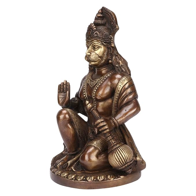 Brassaura™ Handcrafted Brass Hanuman Figurine – Height 4 Inches & Weight 3.3 Kgs