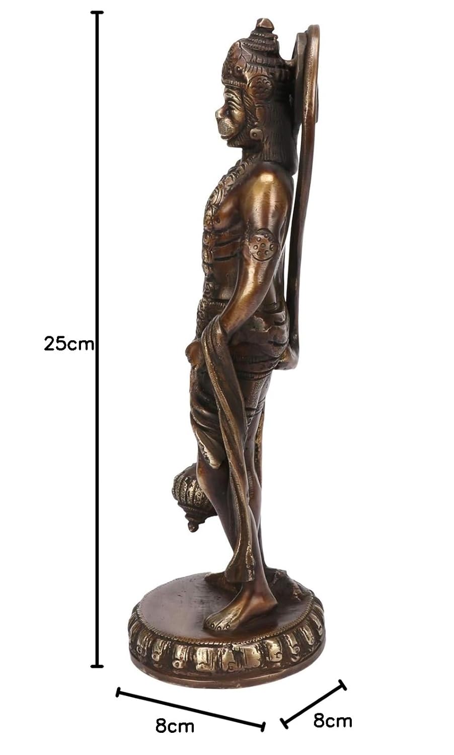 Brassaura™ Traditional Brass Hanuman Idol – Height 11.2 Inches & Weight 2.2 Kgs | Devotional Figurine