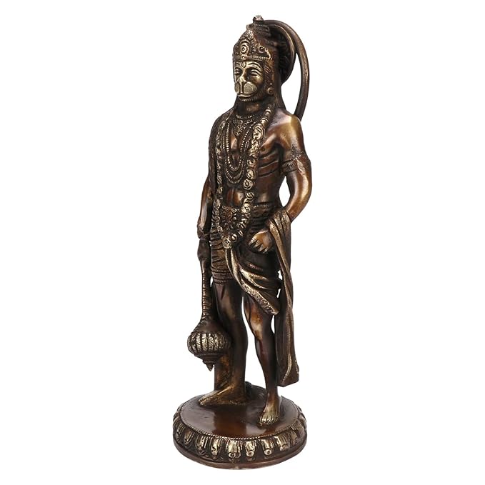 Brass Sankat Mochan Hanuman Bhagwan Murti for Home and Decor Weight 2.2 kg Height 28 cm