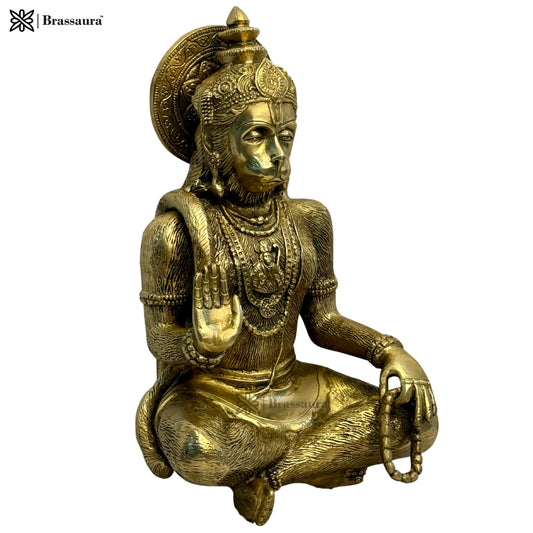 ब्रासोरा™ शुद्ध पीतल हनुमान प्रतिमा – ऊंचाई 11.6 इंच और वजन 4.85 किलोग्राम | आध्यात्मिक सजावट