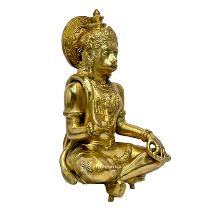 Brass Golden Lord Hanuman Bajrangbali Sankat Mochan Bhagwan Idol Height 29 cm Weight 4.85