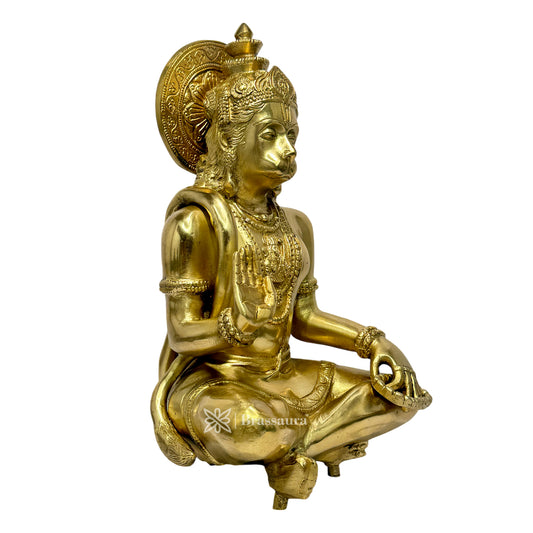 Brassaura™ हस्तनिर्मित पीतल हनुमान मूर्ति – ऊँचाई 11.6 इंच और वज़न 4.85 किलोग्राम | मंदिर की मूर्ति