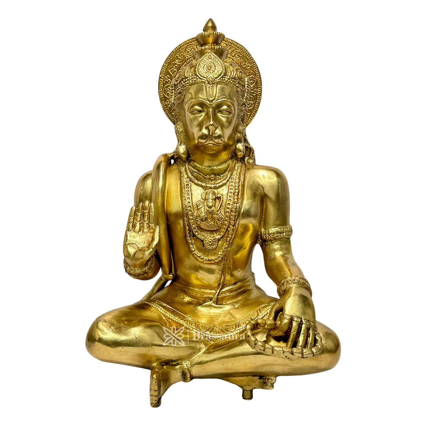 Brass Golden Lord Hanuman Bajrangbali Sankat Mochan Bhagwan Idol Height 29 cm Weight 4.85